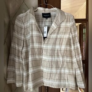 Lafayette 148 New York Tan Plaid Blazer